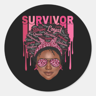 Bröstcancer överlevande Afro Queen Black Women Ros Runt Klistermärke