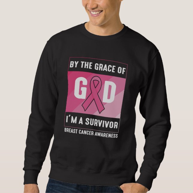 Bröstcancer överlevande av Guds Grace Christian Lång Ärmad Tröja (Framsida)