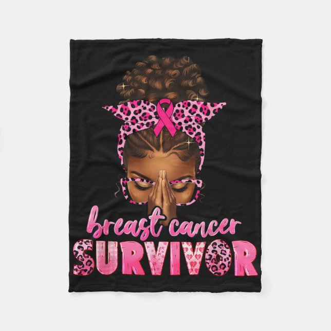 Bröstcancer överlevande Black Women Afro African C Fleecefilt (Framsidan)