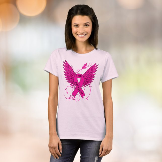 Bröstcancer överlevande Butterfly Namn Monogram T Shirt (Skapare uppladdad)