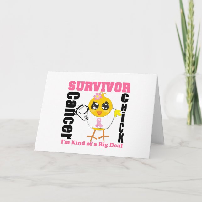 Bröstcancer överlevande Chick Ribbon Kort (Framsida)