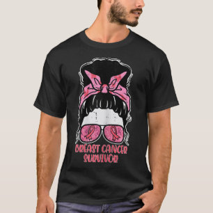 Bröstcancer överlevande Hairbun Breast Cancer Medv T Shirt
