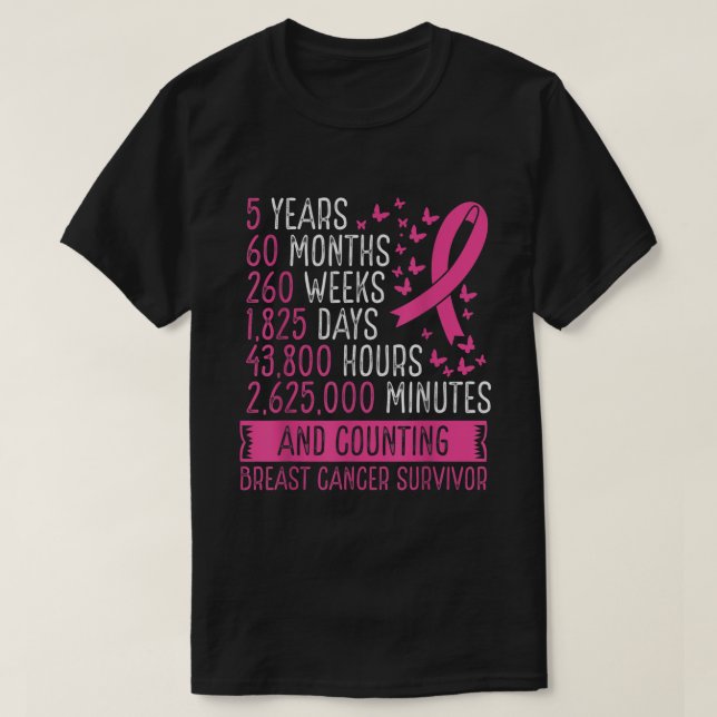 Bröstcancer överlevande Medvetenhet 5 år Breast Ca T Shirt (Design framsida)