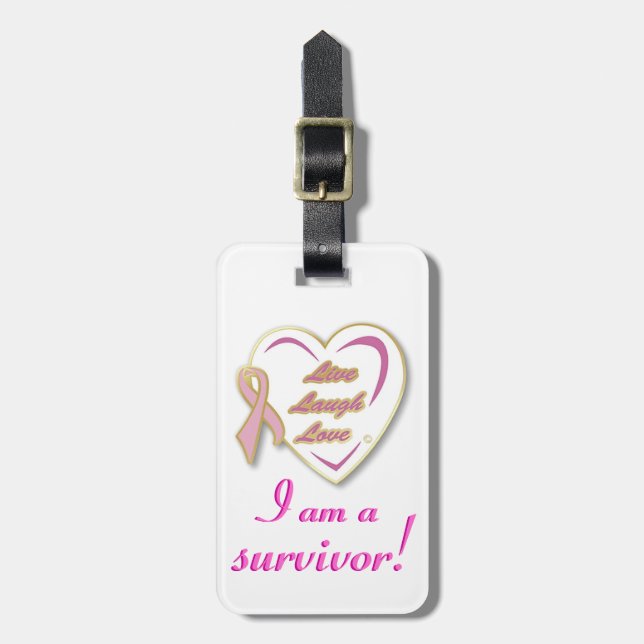 bröstcancer överlevande-resagetag bagagebricka (Vertikal Framsida)