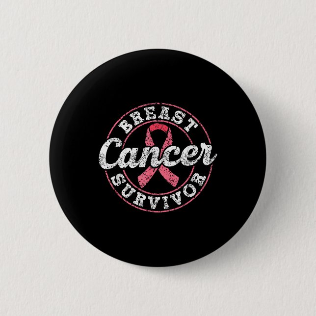 Bröstcancer överlevande Rosa Awareness Fibe Breast Knapp (Framsida)