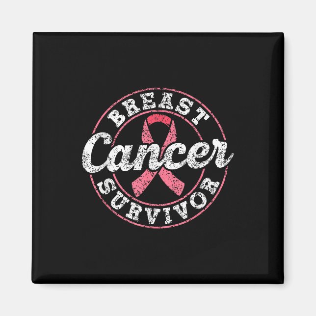 Bröstcancer överlevande Rosa Awareness Fibe Breast Magnet (Framsidan)