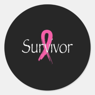 Bröstcancer överlevande Rosa Ribbon Awareness Mont Runt Klistermärke