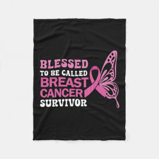 Bröstcancer överlevande Rosa Ribbon Butterfly Fleecefilt