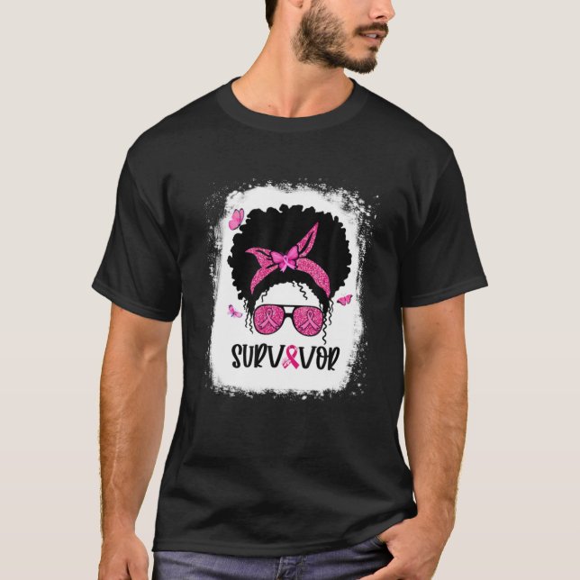 Bröstcancer överlevande Rosie Riveter Rosa Awarene T Shirt (Framsida)