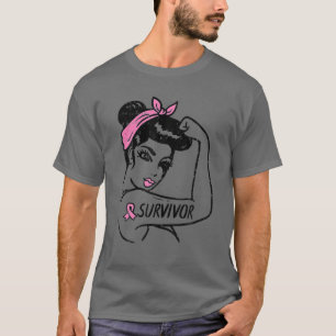 Bröstcancer överlevande Rosie Riveter Rosa Awarene T Shirt