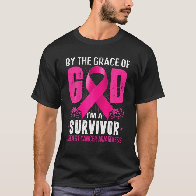 Bröstcancer överlevande Shirt Support Rosa Ribbon  T Shirt (Framsida)