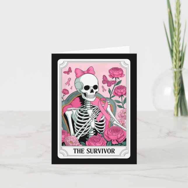 Bröstcancer överlevande Skeleton Tarot Blommigt Kort (Framsida)