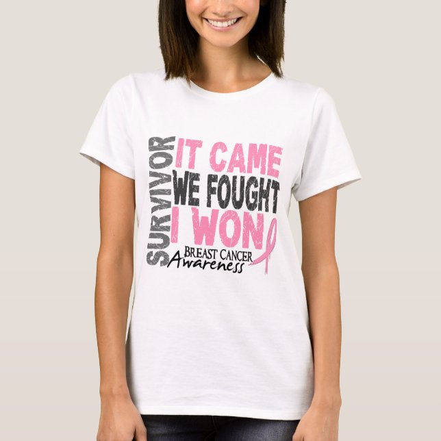 Bröstcancer överlevande som det kom oss, slogs mig t-shirt (Framsida)