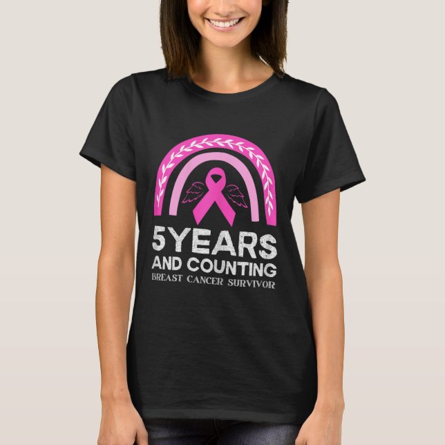 Bröstcancer överlevande tf 5 år utan cancer t shirt (Framsida)