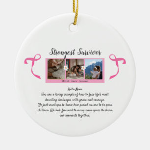 Bröstcancer överlevande Tre Photo Collage Mugg Julgransprydnad Keramik