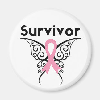 Bröstcancer överlevande Tribal Butterfly Magnet