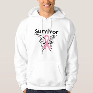 Bröstcancer överlevande Tribal Butterfly Sweatshirt Med Luva