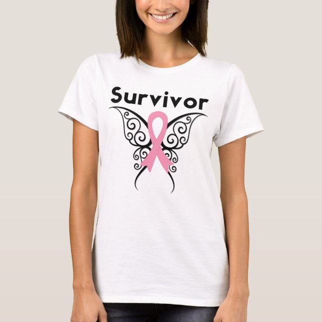 Bröstcancer överlevande Tribal Butterfly Tröja (Framsida)