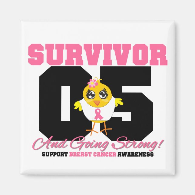 Bröstcancer överlevandechick 05 år magnet (Framsidan)