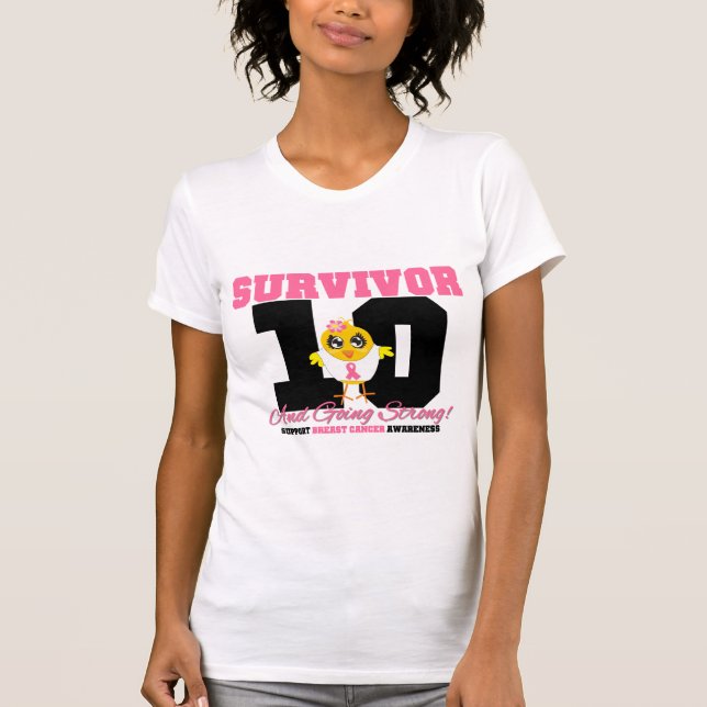 Bröstcancer överlevandechick 10 år tee shirt (Framsida)