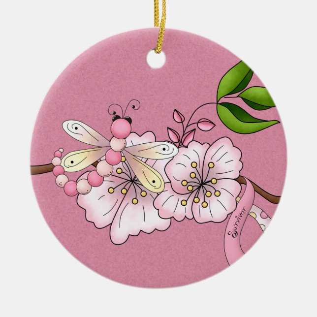 Bröstcancer överlevandeprydnad julgransprydnad keramik (Framsidan)