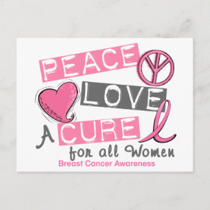 Bröstcancer Peace, KÄRLEK, A CURE 1 (Alla kvinnor) Vykort