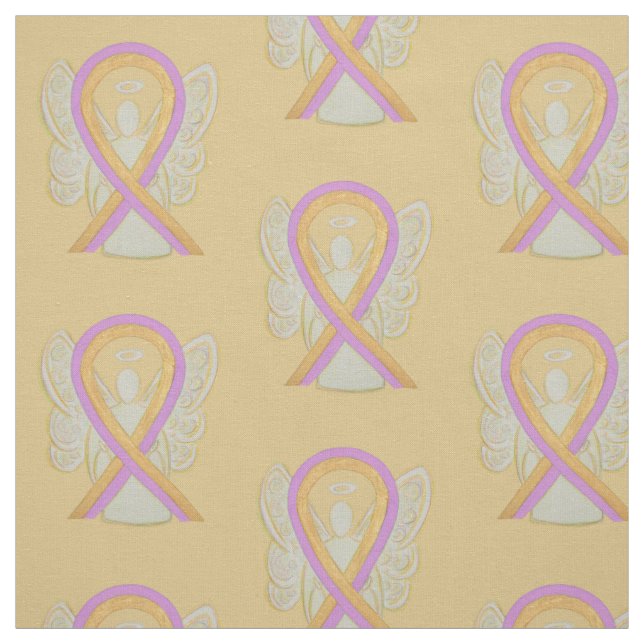 Bröstcancer Phyllodes Tumor Ribbon Angel Fabric Tyg (Provkarta)