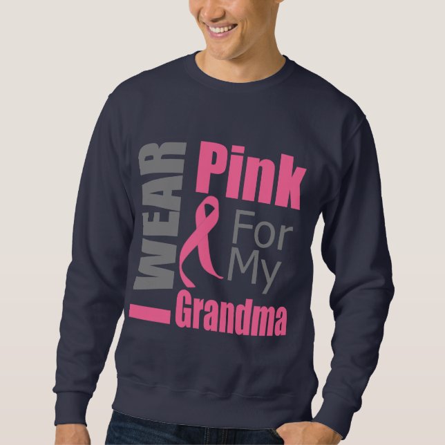 Bröstcancer Ribbon I Bära Rosa Grandma Lång Ärmad Tröja (Framsida)