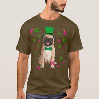 Bröstcancer Rolig Pug Hund St Patrick's Day T Shirt