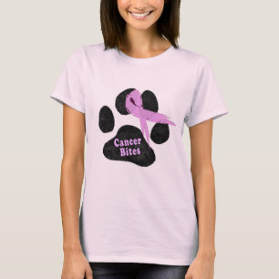 Bröstcancer Rosa Band Paw Print Tee Shirt