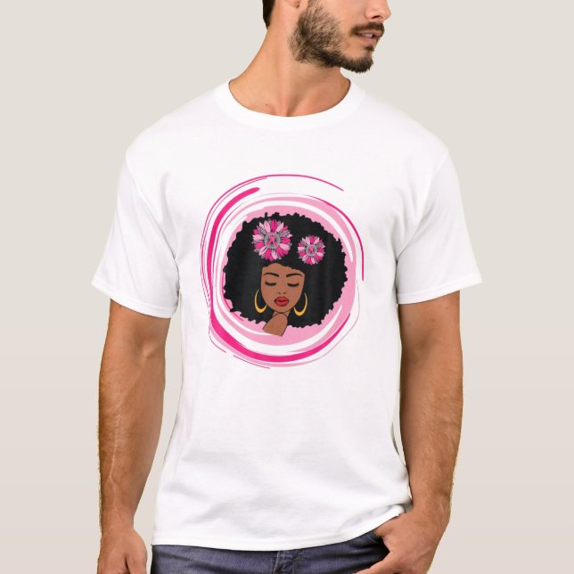 Bröstcancer Rosa Black African Sunflowe T Shirt (Framsida)
