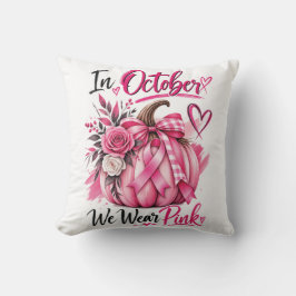 Bröstcancer Rosa Pumpa Blommig Medvetenhet Kudde