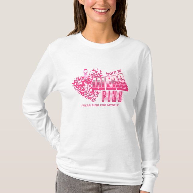 Bröstcancer Rosa Ribbon Inspirational T Shirt (Framsida)