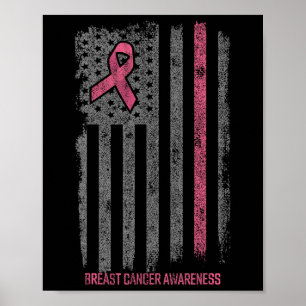 Bröstcancer Shirts American Flagga Breast Cancer A Poster