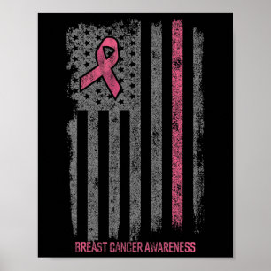 Bröstcancer Shirts American Flagga Breast Cancer A Poster