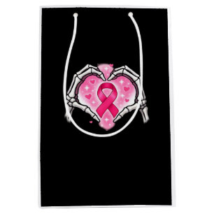 Bröstcancer Skeleton Hand Heart - tecken Ribbon Aw
