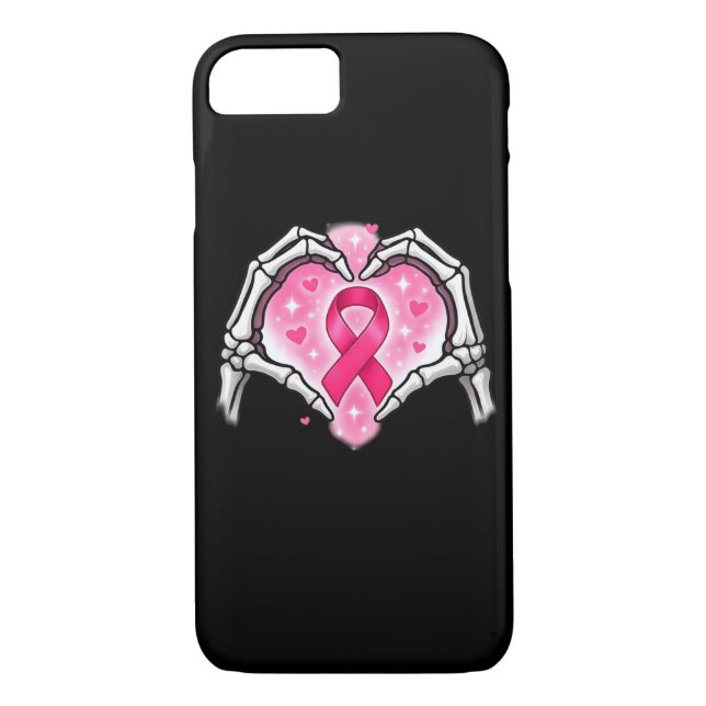 Bröstcancer Skeleton Hand Heart - tecken Ribbon Aw Case-Mate iPhone Skal (Baksida)
