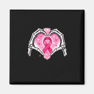 Bröstcancer Skeleton Hand Heart - tecken Ribbon Aw Magnet