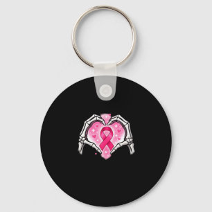Bröstcancer Skeleton Hand Heart - tecken Ribbon Aw Nyckelring
