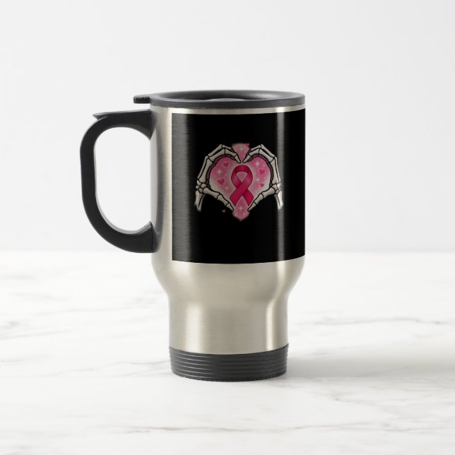 Bröstcancer Skeleton Hand Heart - tecken Ribbon Aw Resemugg (Vänster)