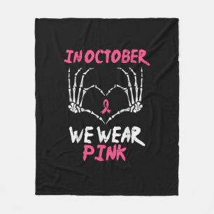 Bröstcancer Skeleton Hand Heart Vi Bäror Kvinnor Fleecefilt