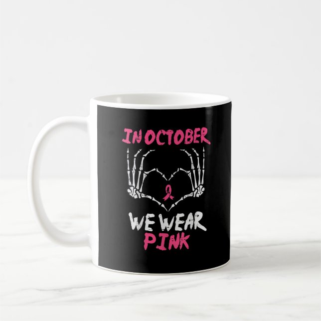Bröstcancer Skeleton Hand Heart Vi Bäror Kvinnor Kaffemugg (Vänster)