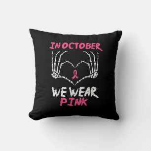 Bröstcancer Skeleton Hand Heart Vi Bäror Kvinnor Kudde