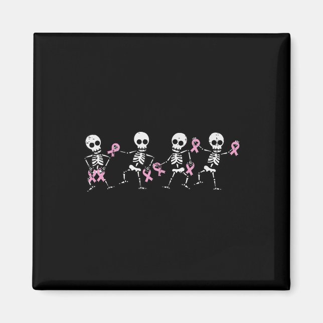 Bröstcancer Skeletons Dancing Awareness Manar Wome Magnet (Framsidan)