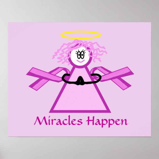 Bröstcancer som efterfrågar Rosa Ribbon Angel Poster (Framsidan)