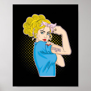 Bröstcancer Stark Rosa Ribbon Rosie Riveter Poster