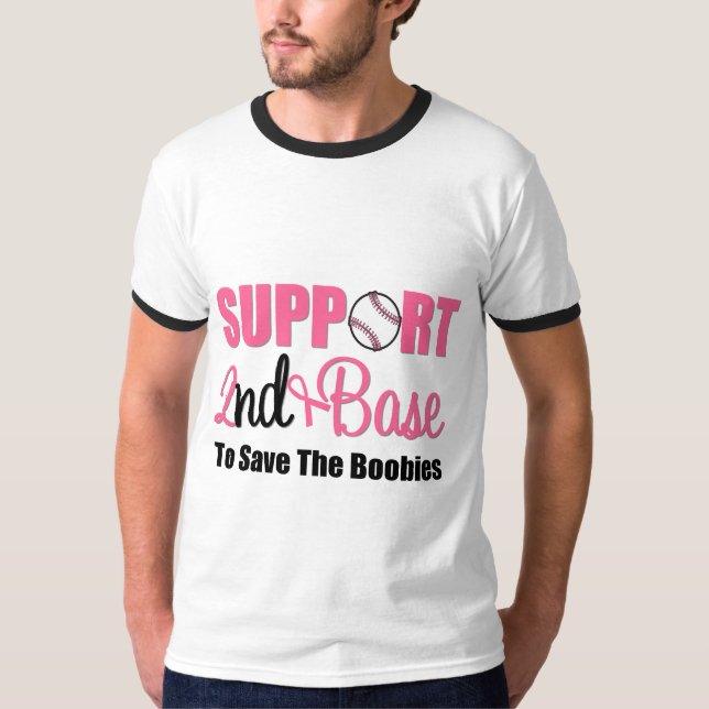 Bröstcancer Stöd 2nd Base Tee (Framsida)