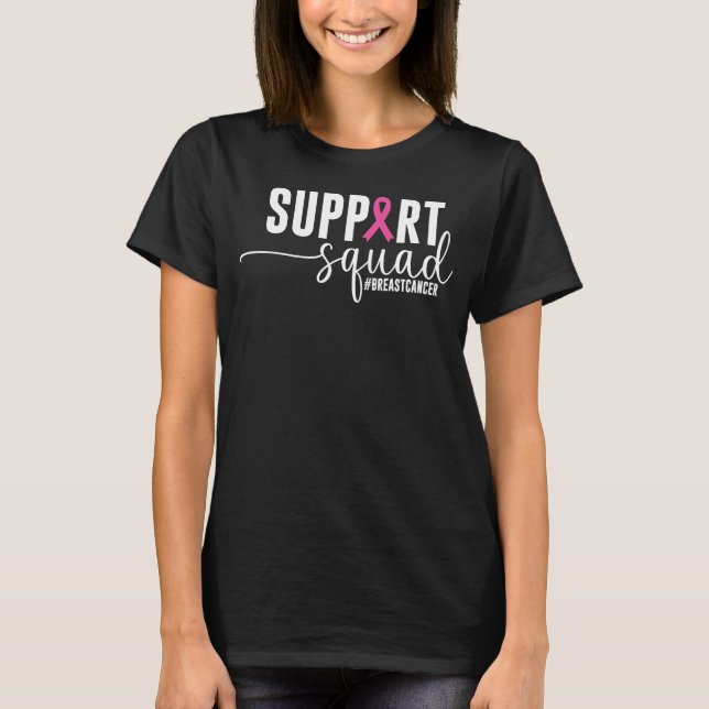 Bröstcancer Support Squad Canceröverlevande Mamma T Shirt (Framsida)