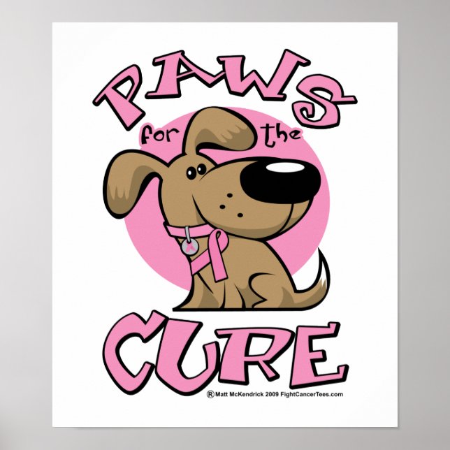 Bröstcancer Tass för Cure Hund Poster (Framsidan)