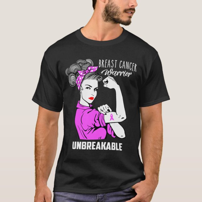 Bröstcancer Warrior Obrytable Awareness Gift T Shirt (Framsida)